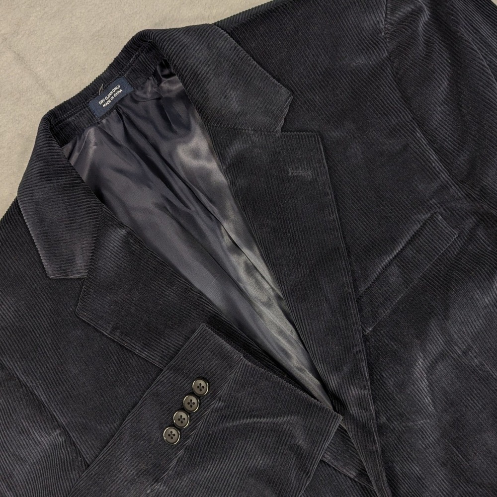 Saddlebred Mens Corduroy Blazer Navy Blue 100% Cotton Sport Coat Jacket 40S